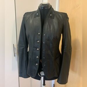 Beautiful edgy High leather jacket - officer style - Size IT42